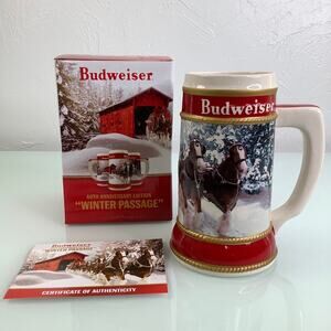 Budweiser 40th Anniversary Edition “Winter Passage” Clydesdale Holiday Stein NEW